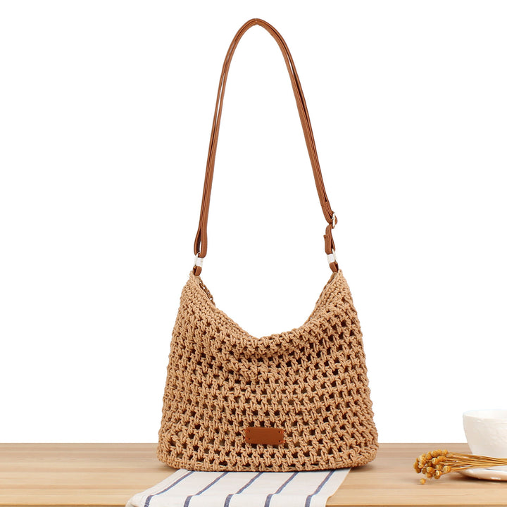Macrame Crossbody Bag with Sturdy Leather Handle Kalsten