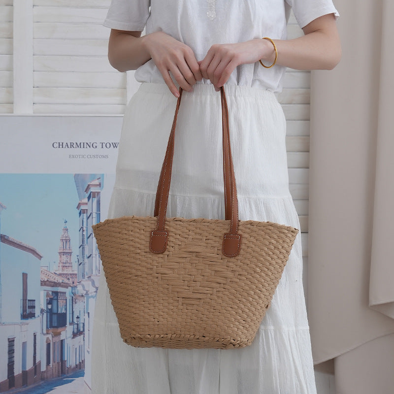 Elegant basket bag with high-quality leather handles Kalsten