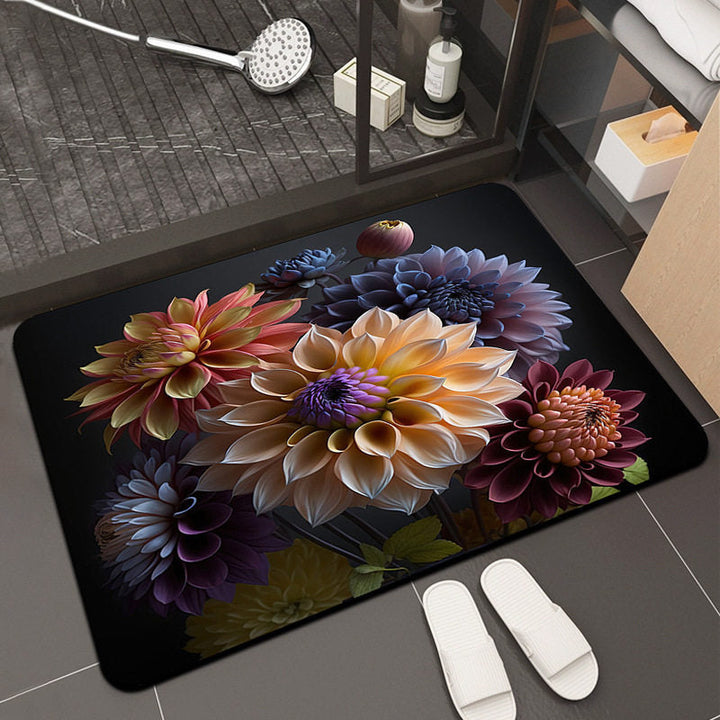 Floral Design Memory Foam Bath Mat Kalsten