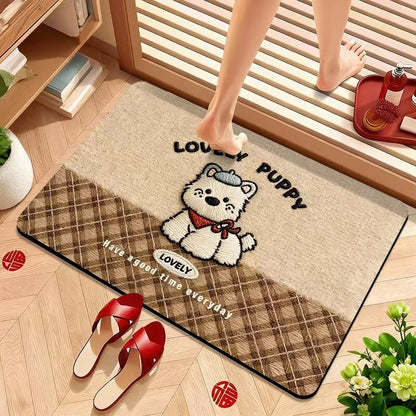 Cute Puppy-Themed Plush Bath Mat Acalora