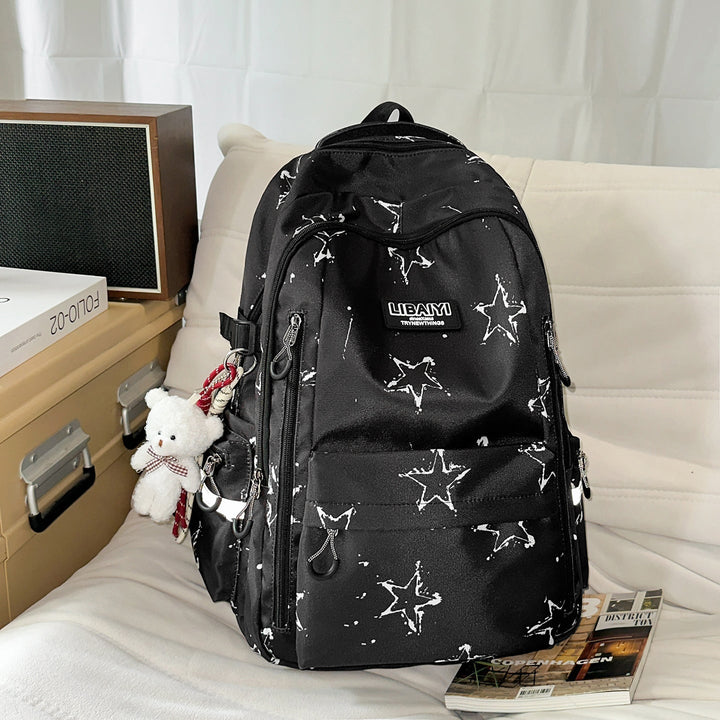 Urban Minimalist Star-Print School Backpack