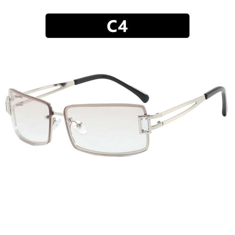 Ladies stylish sunglasses with elegant trapezoidal lenses and filigree metal frame Kalsten