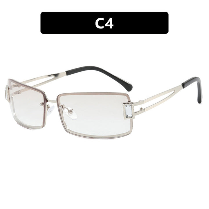 Ladies stylish sunglasses with elegant trapezoidal lenses and filigree metal frame Kalsten