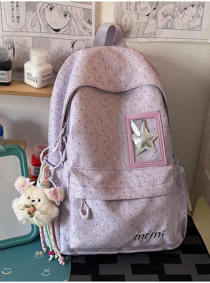 Casual Multi-Pocket School Backpack with Transparent Panel