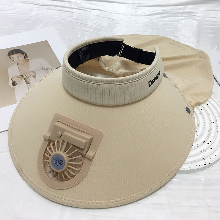 Large UV Protection Sun Visor with Removable Mini Fan and Folding Neck Protection Kalsten