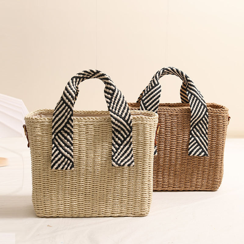 Woven natural material handbag with removable shoulder strap Kalsten