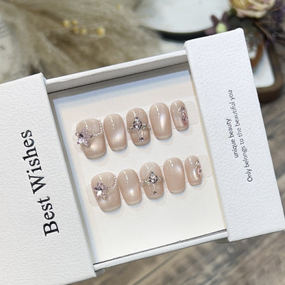 Elegant Press-On Nail Set with Floral Accents Acalora