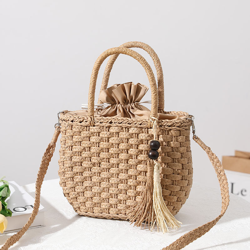Handcrafted Macrame Tote Bag with Decorative Drawstring Kalsten