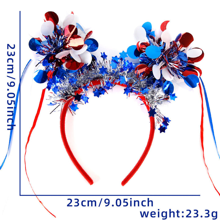 Ladies' festive hairband with pom poms, star embellishments, and glitter tinsel Kalsten