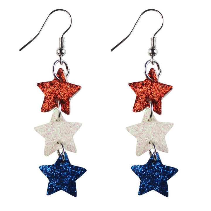 Women's nan teardrop-shaped faux leather earrings with star and stripe print Kalsten