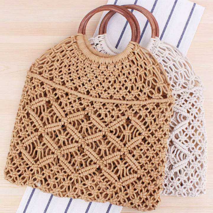 Macrame Tote Bag with Double-Layer Inner Pocket Kalsten