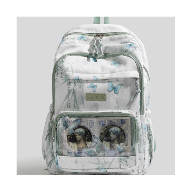 Butterfly-Printed Multi-Compartment Backpack Kalsten