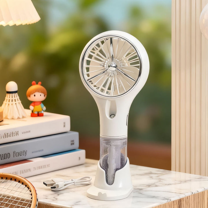 Women Portable Spray Fan with USB Charging Function and Ergonomic Handle Kalsten