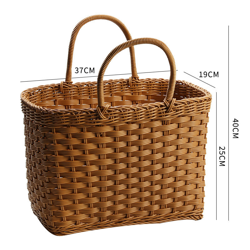 Unisex Handwoven Shopping Basket with Two Handles Kalsten