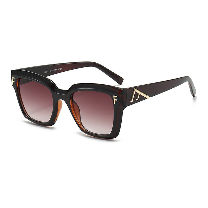 Ladies fashionable square sunglasses with gold details Kalsten