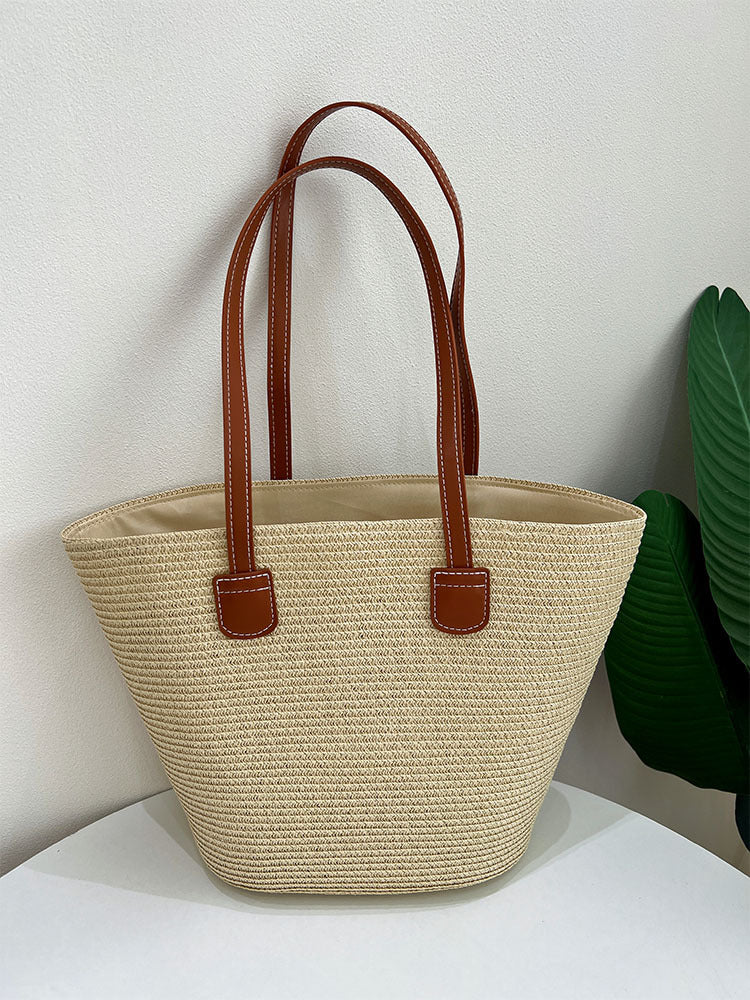 Classic straw bag with leather accents Kalsten