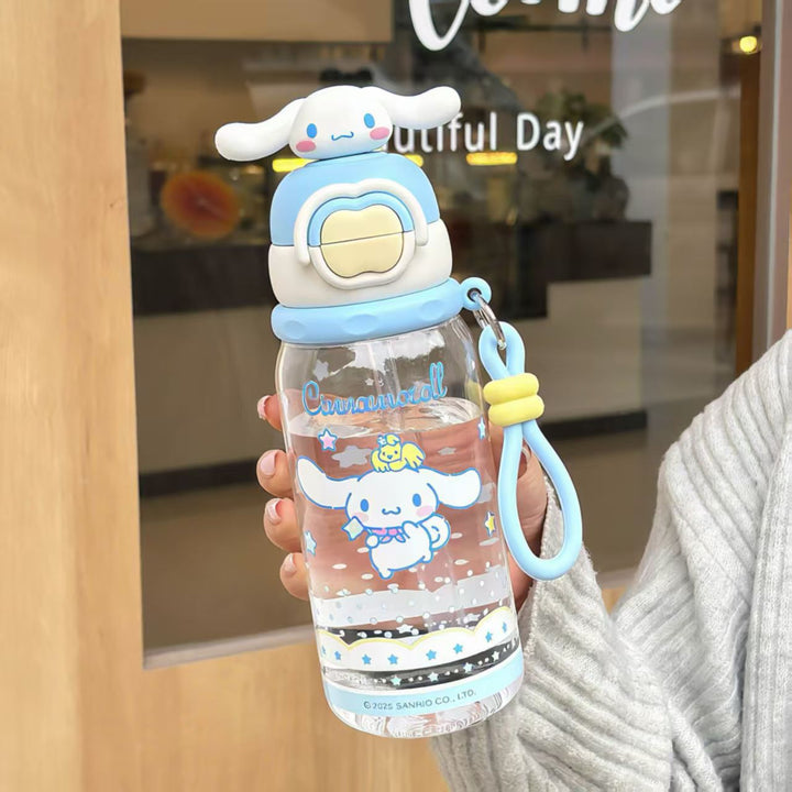 Ladies water bottle with interactive lid and cute Pochacco design Kalsten
