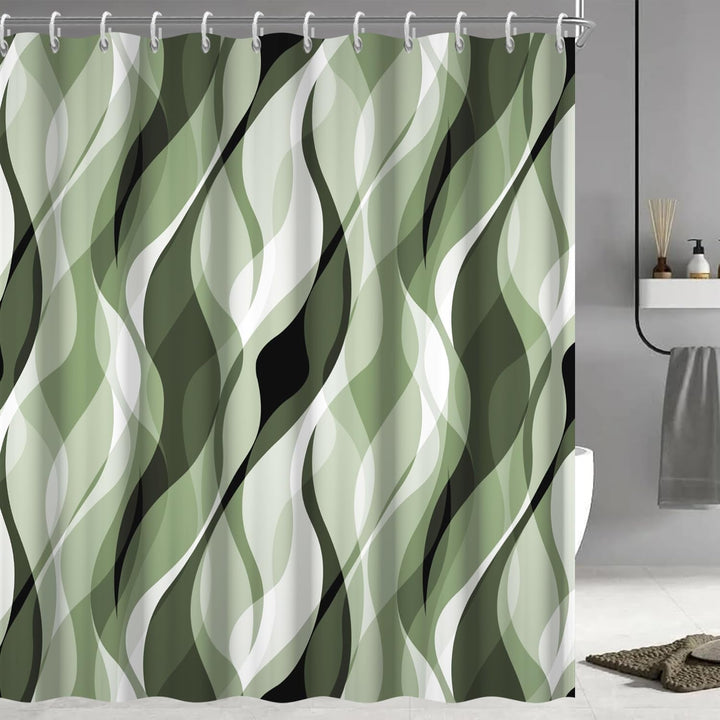 Abstract Wave Pattern Shower Curtain Kalsten