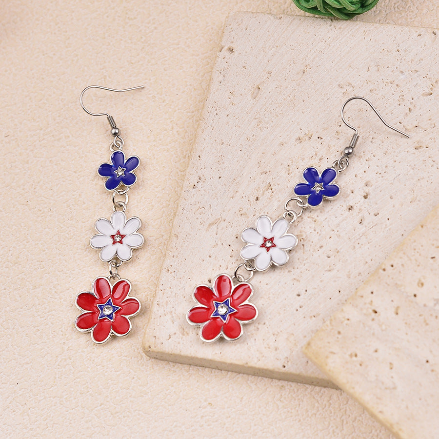 Women's delicate multi-tiered flower earrings made of enamel and stainless steel Kalsten