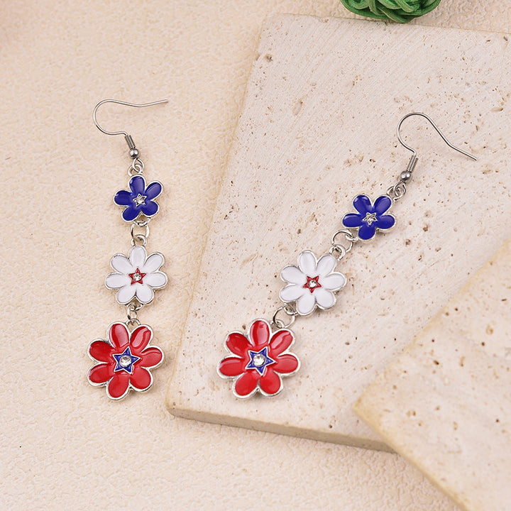 Women's delicate multi-tiered flower earrings made of enamel and stainless steel Kalsten