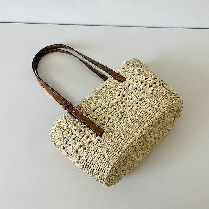 Handcrafted beach bag with high-quality leather handles Kalsten
