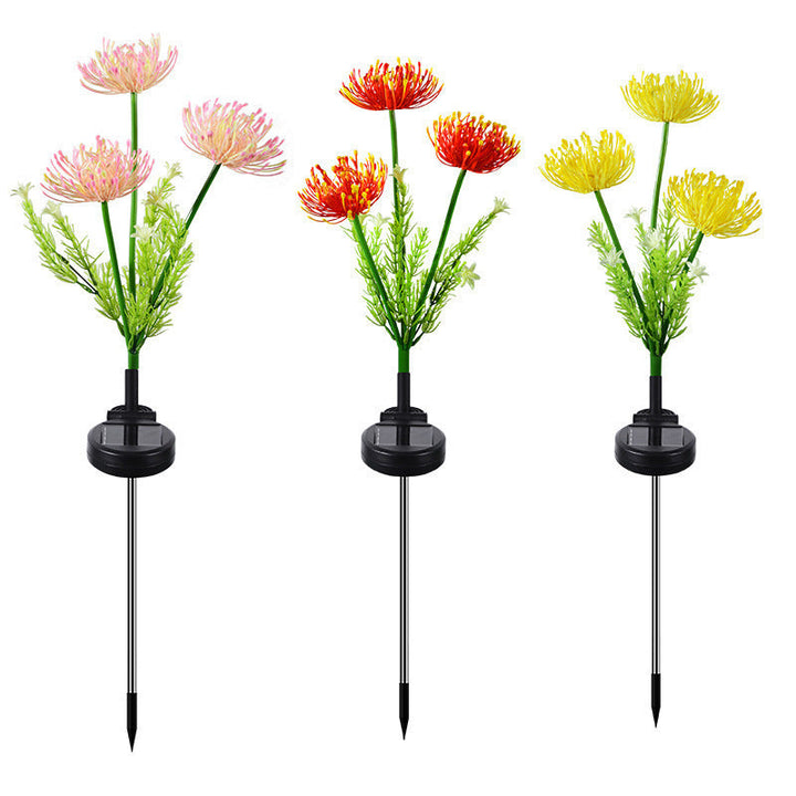Illuminated Floral Stake Cluster With Integrated Solar LED Stems Kalsten