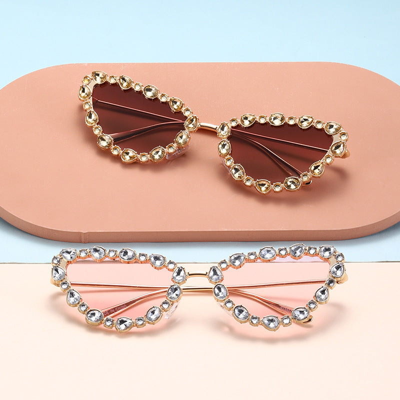 Women's Heart-Shaped Designer Sunglasses with Glamorous Crystal Frame Kalsten