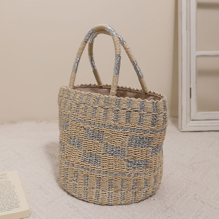 Handcrafted basket bag with modern geometric pattern Kalsten
