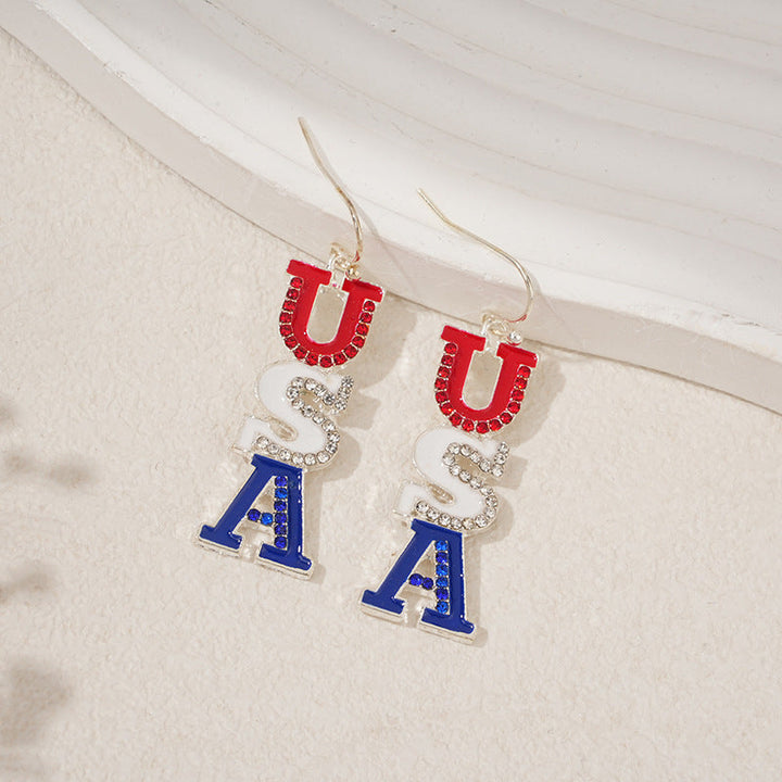 Ladies nan square crystal drop earrings with star grid and fine ear hook Kalsten