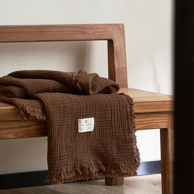 Women’s high-quality and luxurious waffle texture plaid blanket Kalsten