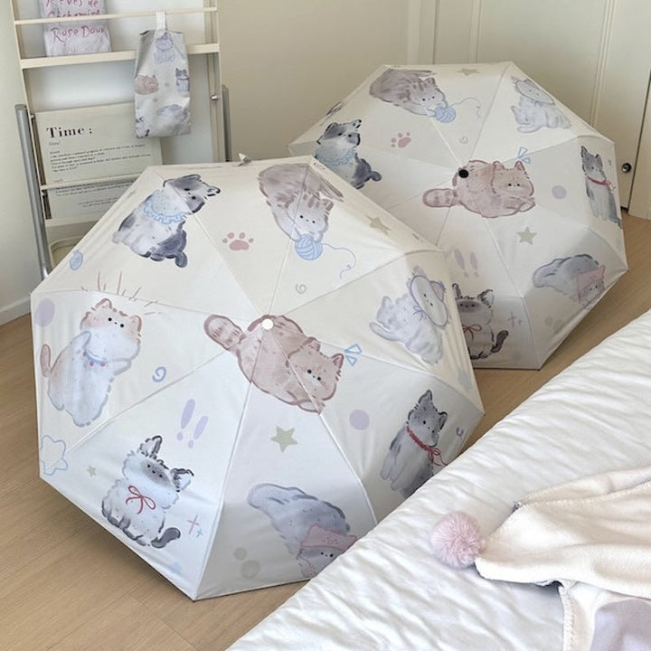 Women's Foldable Umbrella with Charming Cat Pattern Kalsten
