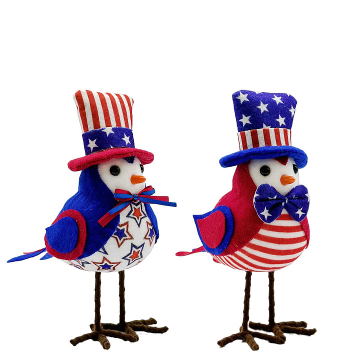 Unisex nan patriotic decor bird figure made of fabric with star stripe pattern and sturdy metal feet Kalsten