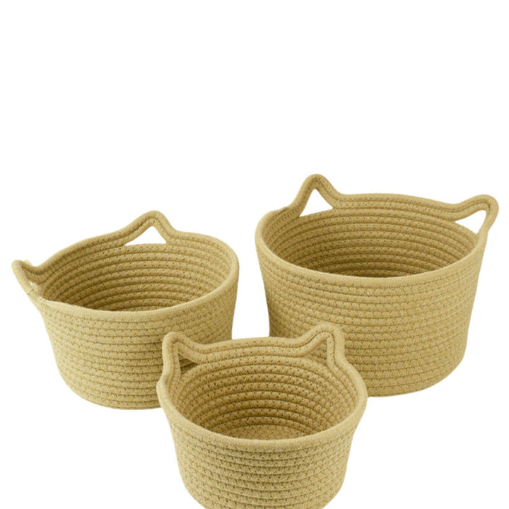 Women's Round Woven Storage Basket with Practical Handles Kalsten