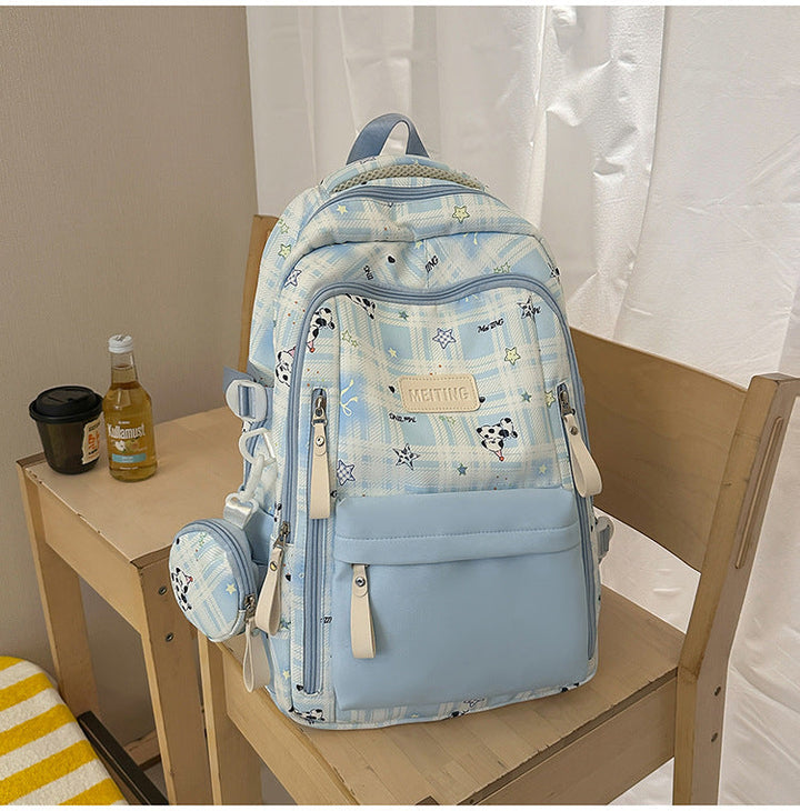 Multi-Functional Plaid School Backpack
