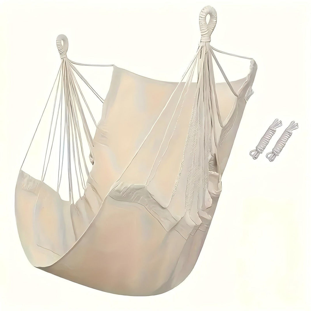 Hanging hammock chair with reinforced cotton canvas and integrated arm pockets Kalsten