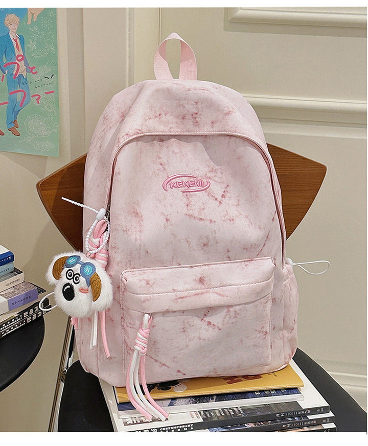 Casual Marble-Textured School Backpack