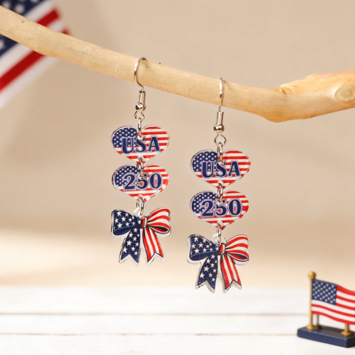 Women's eye-catching statement earrings made of acrylic with patriotic bow pendant Kalsten