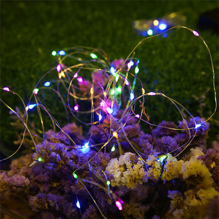Outdoor Solar Copper Wire Fairy String Lights With Rechargeable Battery Box And Ground Stake Kalsten