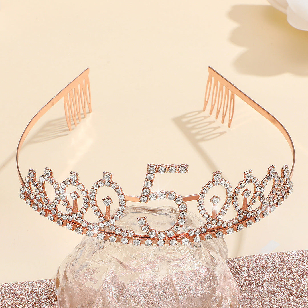 Women Glittering Tiaras with Festive Birthday Banner Kalsten