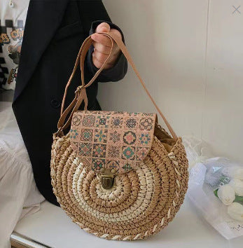 Round Bast Bag with Adjustable Leather Strap Kalsten