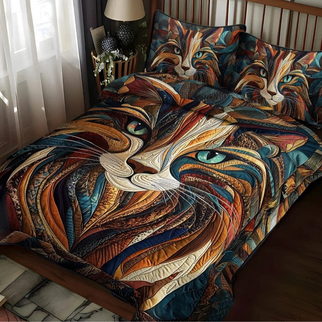 Quilted Tree Of Life Comforter Set With Embroidered Jacquard Cover And Matching Shams