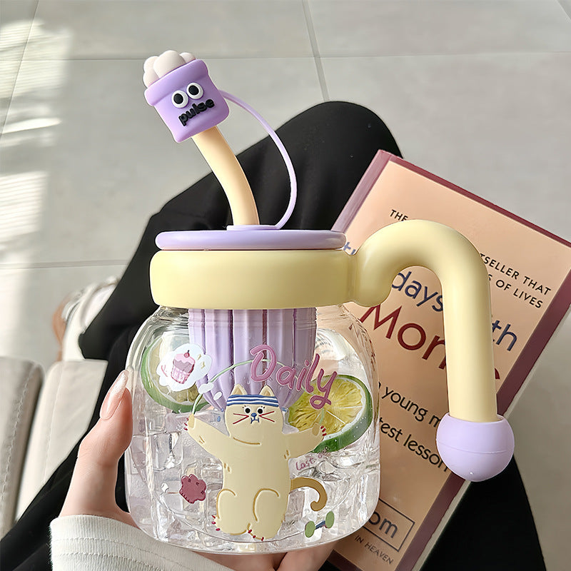 Women’s creative drinking bottle with integrated silicone straw Kalsten