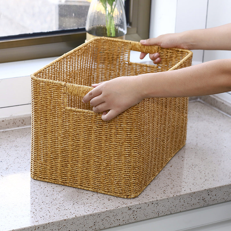 Women Rectangular Storage Basket Made of Woven Material Kalsten