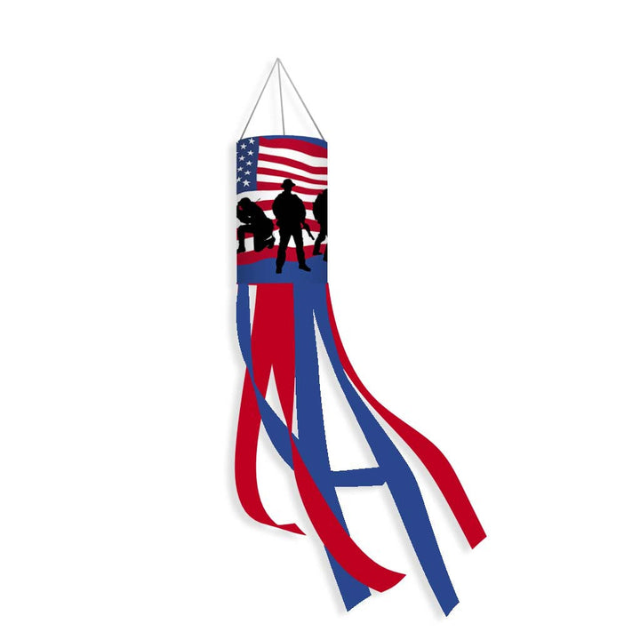 Unisex nan patriotic American flag windsock with long trailing streamers and reinforced hanging loop Kalsten