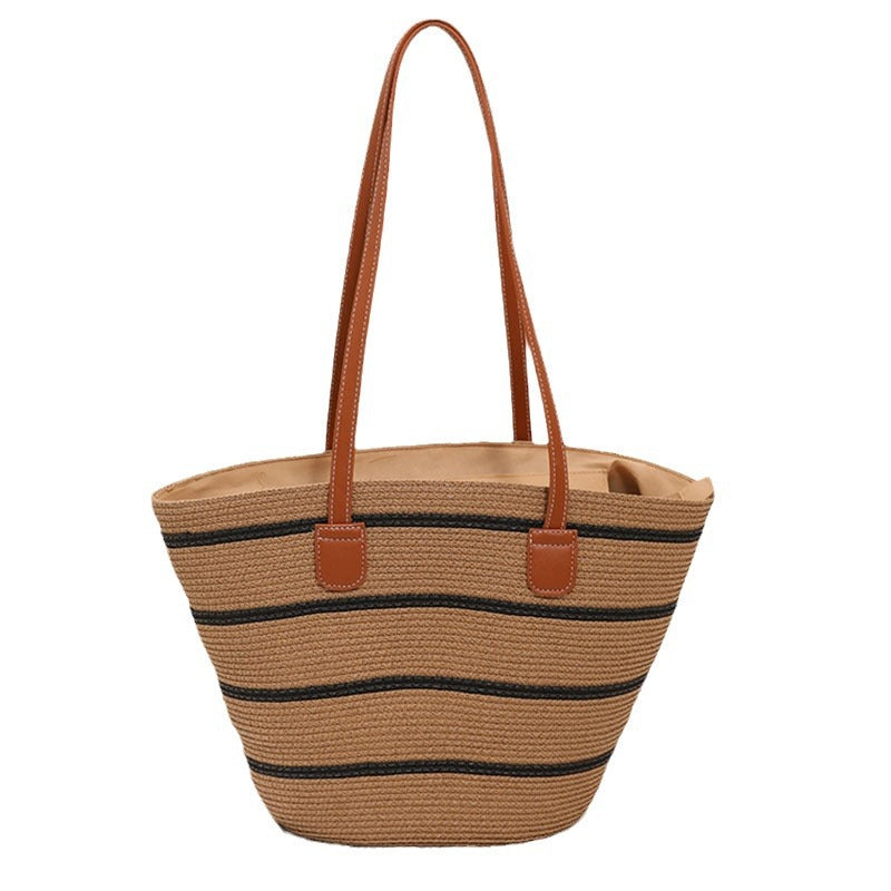 Elegant Bast Handbag with Leather Handles Kalsten