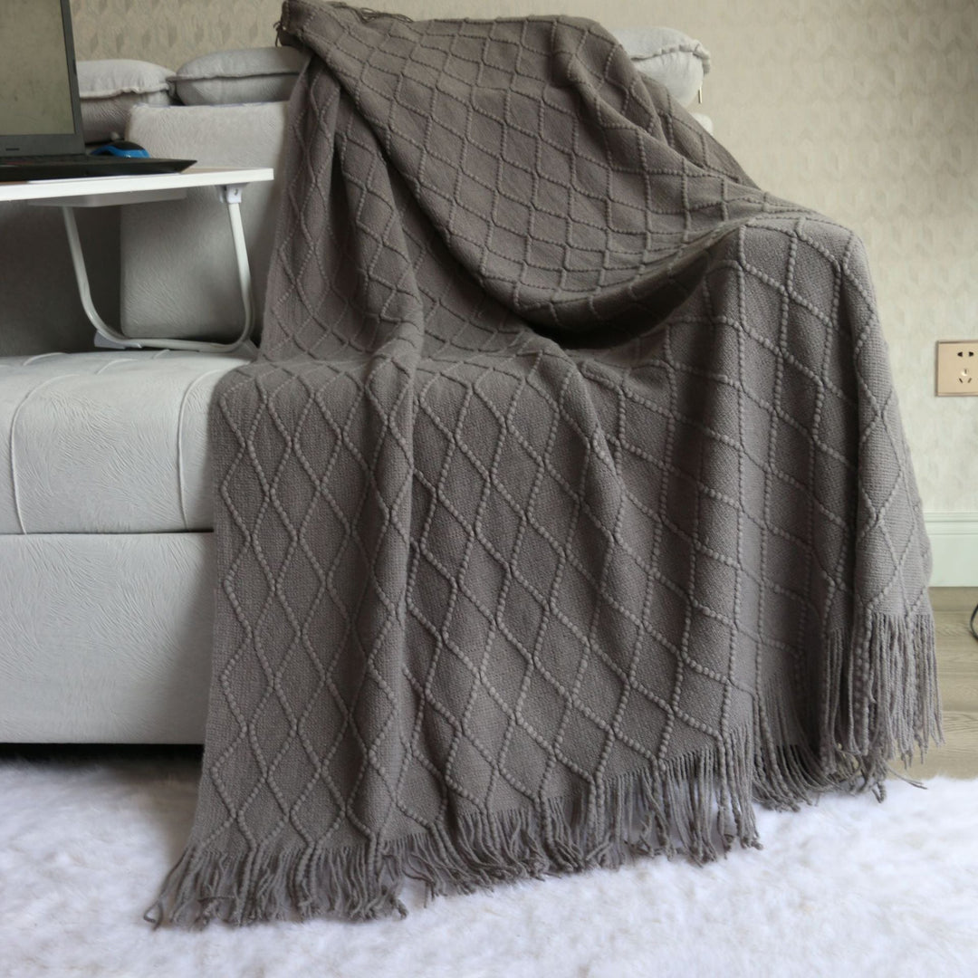 Luxurious Textured Knit Throw Blanket Kalsten
