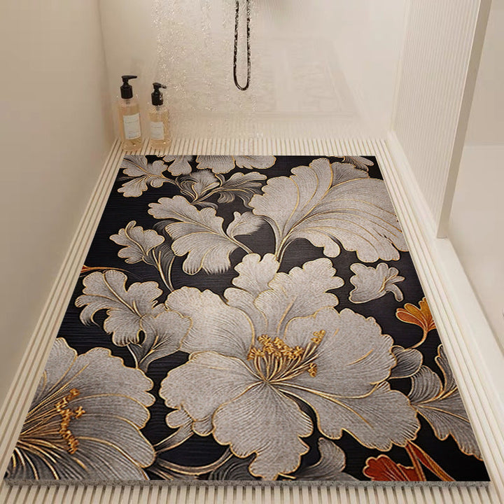 Elegant Floral Patterned Bath Mat Kalsten