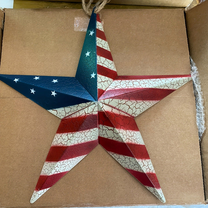 Unisex three-dimensional metal wall star with crackle finish and hanging loop Kalsten
