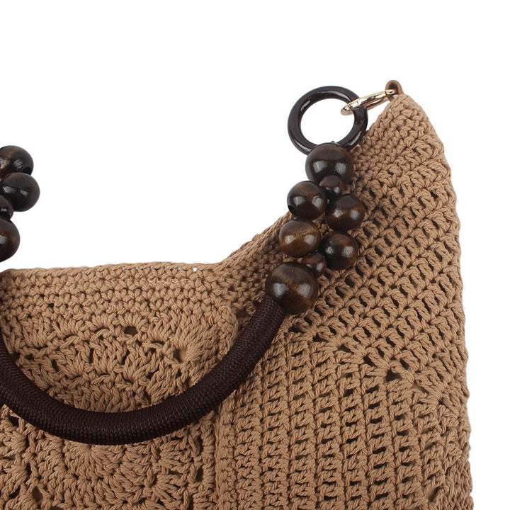 Crochet handbag with elegant wooden handles Kalsten