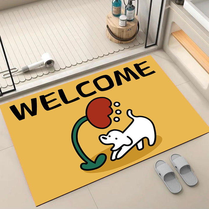 Cartoon Dog-Themed Welcome Mat Kalsten